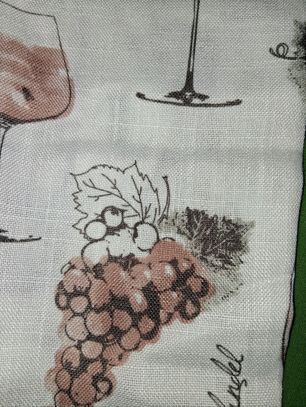 Grapes Print Linen-Style Fabric Panel in Blush and Green
